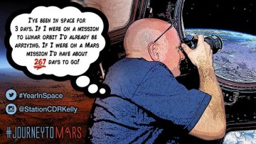 Tongue-in-cheek image of Scott Kelly, highlighting the importance of the One-Year Mission. Photo Credit: NASA