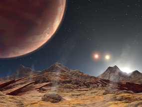 Artist's conception of a hypothetical view of the Alpha Centauri system from an orbiting planet. Image Credit: NASA/JPL-Caltech