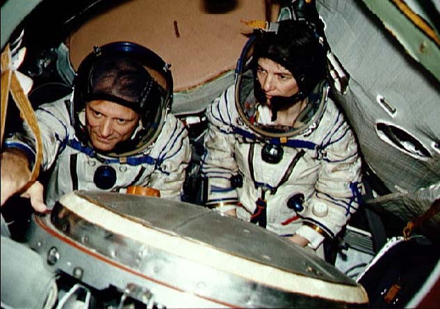 Norm Thagard and Bonnie Dunbar participate in Soyuz-TM training in October 1994. Photo Credit: NASA