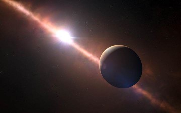Artist's conception of exoplanet Beta Pictoris b orbiting its star. Image Credit: L. Calcada / N. Risinger / ESO / Skysurvey.org
