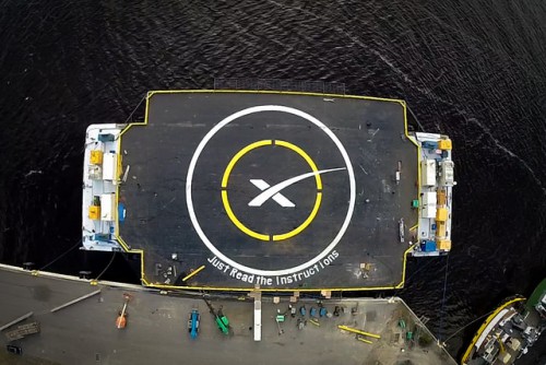 "X" marks the spot? The Autonomous Spaceport Drone Ship (ASDS) in port. Photo Credit: SpaceX