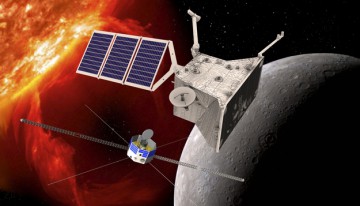 An artist's depiction of BepiColombo, ESA and JAXA's joint Mercury explorers. Image Credit: ESA