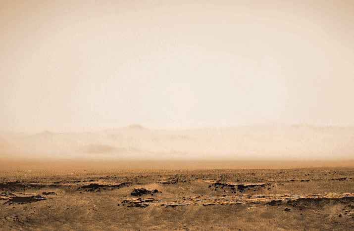 NASA's Curiosity Mars rover rolling across Mars at the foothills of Mount Sharp, seen in the background, in this mosaic of images taken on April 11, 2015 (Sol 952).  Navcam camera raw images stitched and colorized. Credit:  NASA/JPL-Caltech/ Marco Di Lorenzo/Ken Kremer/kenkremer.com