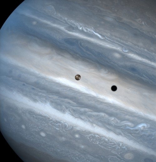 A transit of Io in front of Jupiter's disk. Image Credit: J. Spencer (Lowell Observatory) and NASA/ESA