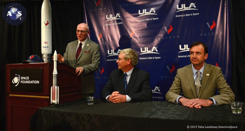 CEO of United Launch Alliance, Tory Bruno, announces the name of the Next Generation Launch System rocket at the 31st Space Symposium in Colorado Springs. Photo Credit: Talia Landman/AmericaSpace