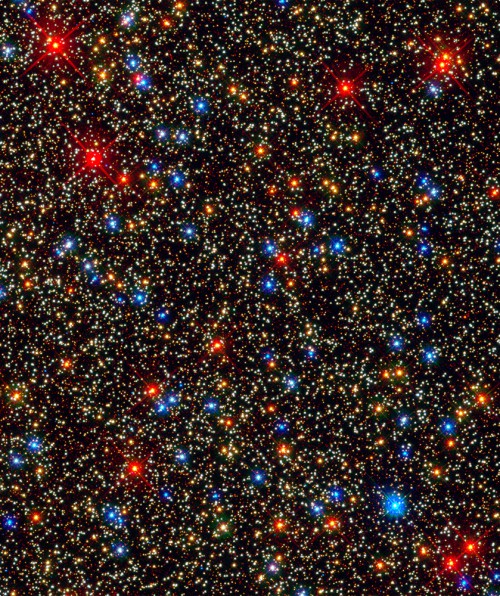 An Hubble image of the core of Omega Centauri, a globular star cluster which lies at a distance of 15,800 light-years. Image Credit: NASA, ESA, and the Hubble SM4 ERO Team