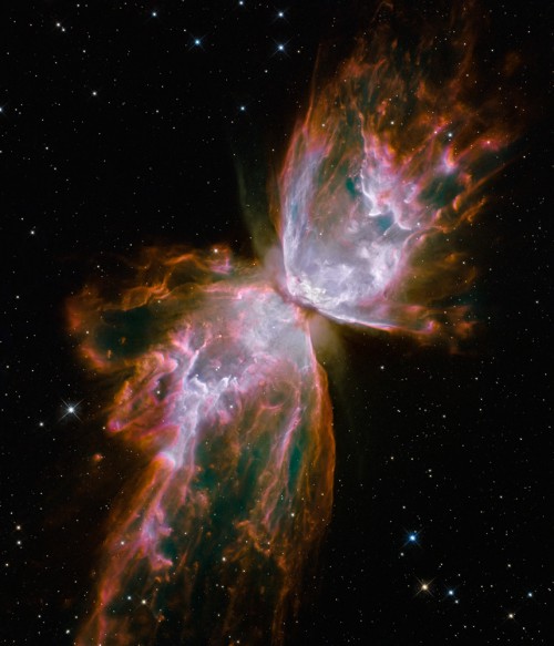A breathtaking view of the Butterfly Nebula, which lies at a distance of 3,800 light-years. Image Credit: NASA, ESA, and the Hubble SM4 ERO Team