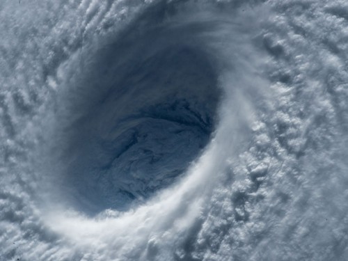 This close up of the huge Typhoon Maysak “eye” of the category 5 (hurricane status on the Saffir-Simpson Wind Scale) was captured by astronauts on board the International Space Station Mar. 31, 2015. Photo Credit: NASA