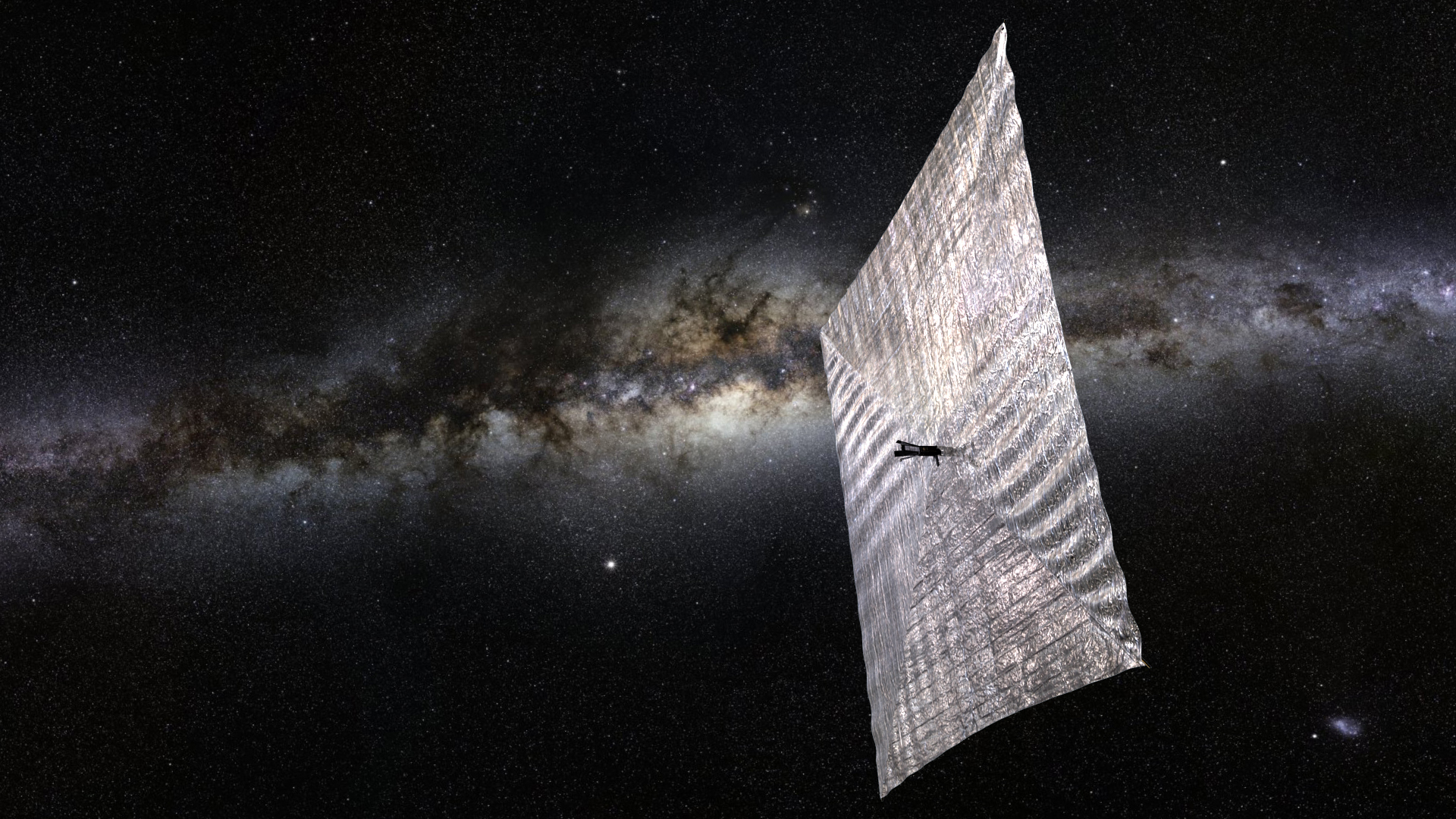 From The Planetary Society: "  The Planetary Society’s LightSail solar sailing spacecraft is scheduled to ride a SpaceX Falcon Heavy rocket to orbit in 2016 with its parent satellite, Prox-1." Image Credit: Josh Spradling / The Planetary Society (http://sail.planetary.org/gallery/lightsail.html) 