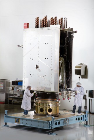 From Lockheed Martin: "Lockheed Martin recently fully integrated the U.S. Air Force’s first next generation GPS III satellite at the company’s Denver-area satellite manufacturing facility. The first in a design block of new, more powerful and accurate GPS satellites, GPS III Space Vehicle One is now preparing for system-level testing this summer." Photo Credit: Lockheed Martin