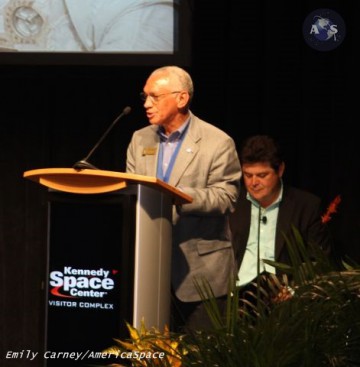 NASA Administrator and four-time shuttle veteran Charles Bolden speaks prior to the inductions. Photo Credit: Emily Carney / AmericaSpace