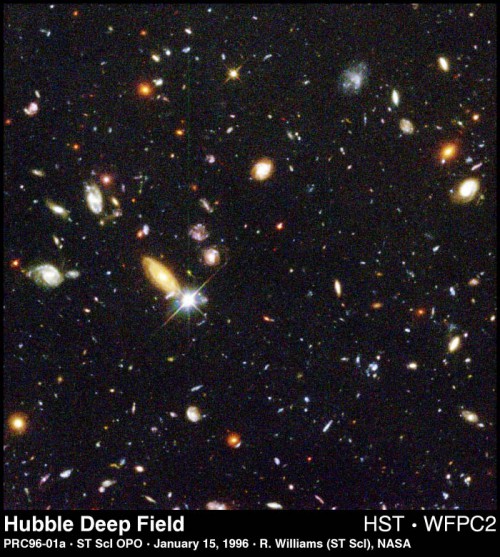 The first Hubble Deep Field image, that was taken by the space telescope in 1995. Image Credit: Robert Williams and the Hubble Deep Field Team (STScI) and NASA