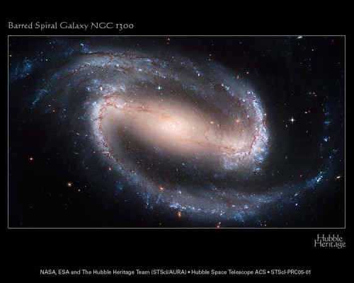 One of the largest Hubble images ever of the barred spiral galaxy NGC 1300. Image Credit: NASA, ESA, and The Hubble Heritage Team (STScI/AURA)
