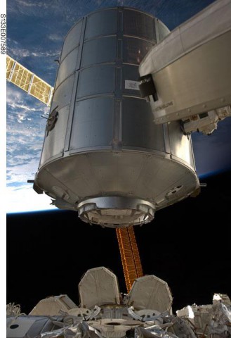 The Leonardo Permanent Multipurpose Module (PMM) is robotically relocated from Unity nadir to Tranquility forward on Wednesday, 27 May. Photo Credit: NASA