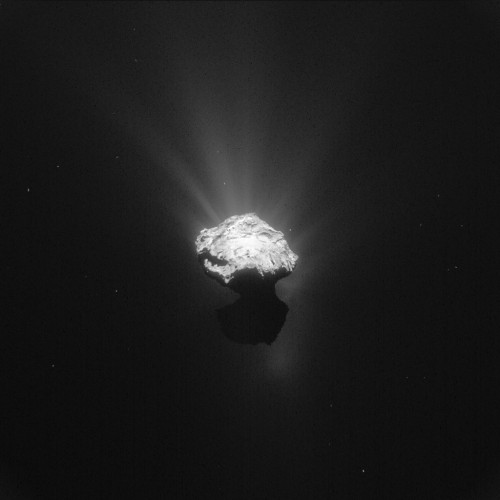 From ESA: "This single frame Rosetta navigation camera image of Comet 67P/Churyumov-Gerasimenko was taken on 7 June 2015 from a distance of 203 km from the comet centre. The image has a resolution of 17.3 m/pixel and measures 17.8 km across." Image Credit: ESA/Rosetta/NAVCAM – CC BY-SA IGO 3.0