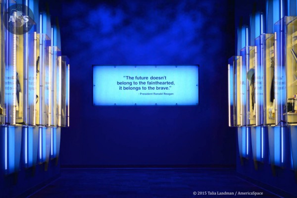 "Forever Remembered" at KSCVC pays tribute to the fourteen fallen astronaut heroes who sacrificed their lives during America's 30-year Space Shuttle Program. Photo Credit: Talia Landman / AmericaSpace