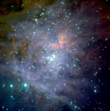 A colour composite mosaic image of the Trapezium cluster, which is located at the central regions of the famous Orion Nebula. Such open star clusters have been of great importance to astronomers, in their efforts to decipher the true structure of the Milky Way. Image Credit: ESO/M.McCaughrean et al. (AIP)