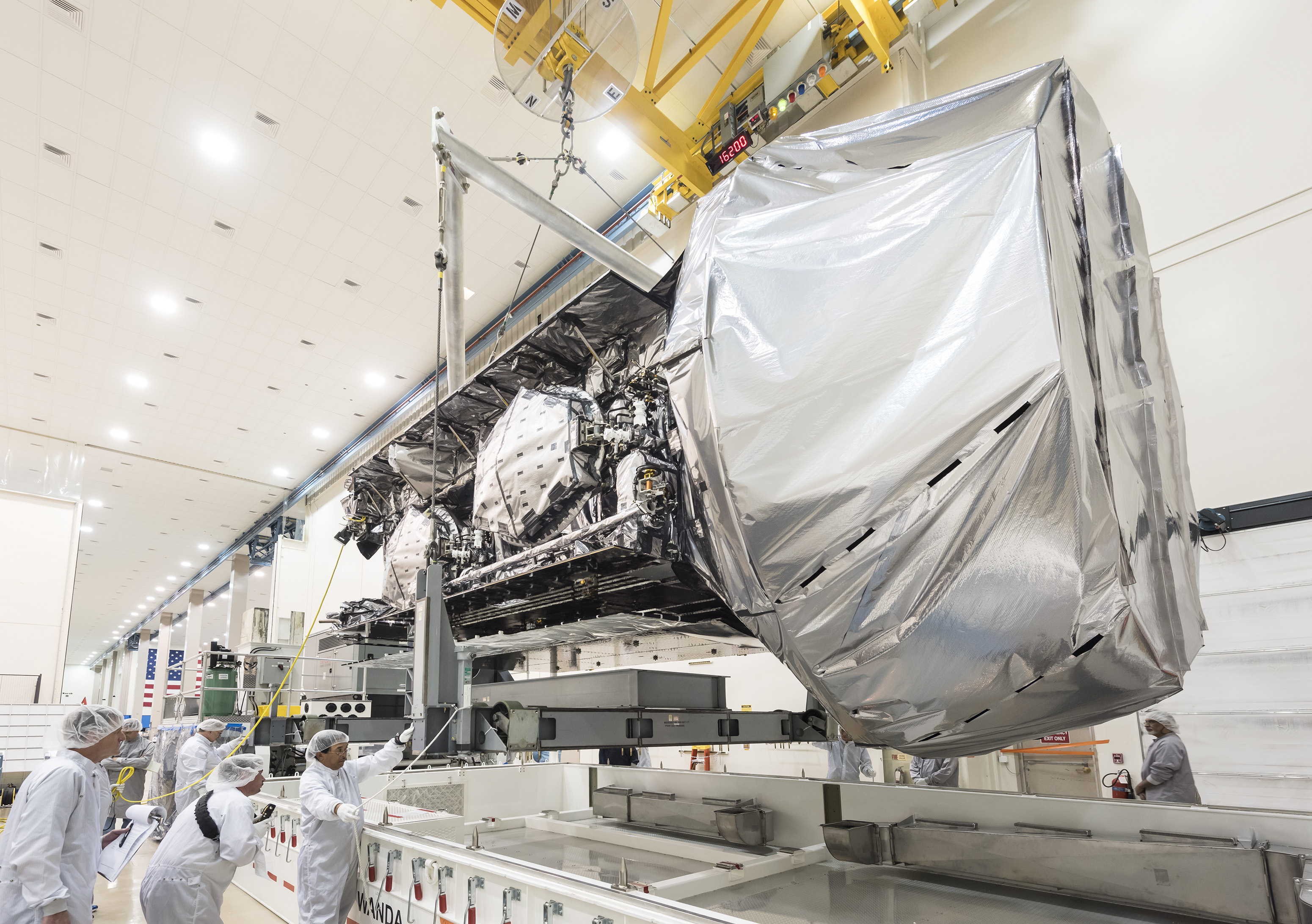 On June 28, MUOS-4, the next satellite scheduled to join the U.S. Navy’s Mobile User Objective System (MUOS) secure communications network, shipped to Cape Canaveral from Lockheed Martin’s satellite manufacturing facility in Sunnyvale, California. Launch is currently scheduled for no earlier than August 27. Photo Credit: Lockheed Martin
