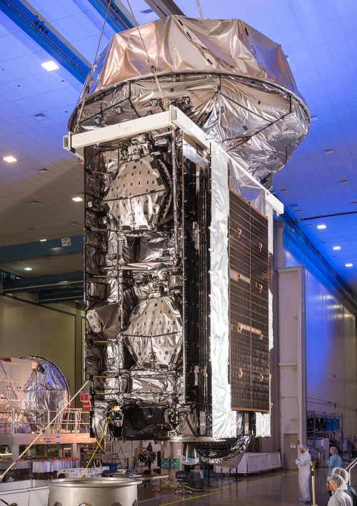 MUOS-4 undergoing processing prior to being shipped from California to its Florida launch site. Photo Credit: Lockheed Martin