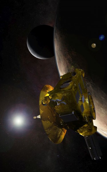 An artist's concept of NASA's New Horizons spacecraft during its closest approach to Pluto and Charon on 14 July. This spacecraft is the only successful outcome in a long line of unrealized missions to Pluto. Image Credit: Johns Hopkins University Applied Physics Laboratory/Southwest Research Institute (JHUAPL/SwRI)