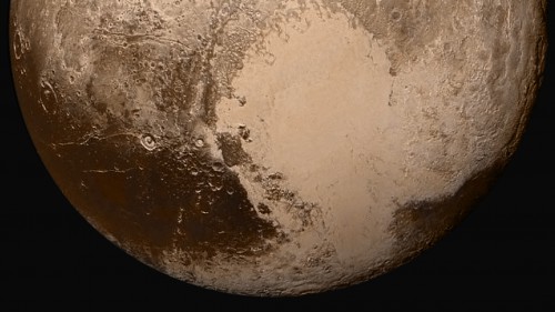 High-resolution, close-up view of the heart-shaped Tombaugh Regio on Pluto. The image shows features as small as 2.2 kilometers across. NASA/Johns Hopkins University Applied Physics Laboratory/Southwest Research Institute