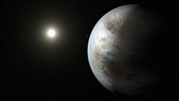 Artist's conception of Kepler-452b, the first near-Earth-sized exoplanet discovered orbiting in the habitable zone of a Sun-like star. Image Credit: NASA Ames/JPL-Caltech/T. Pyle
