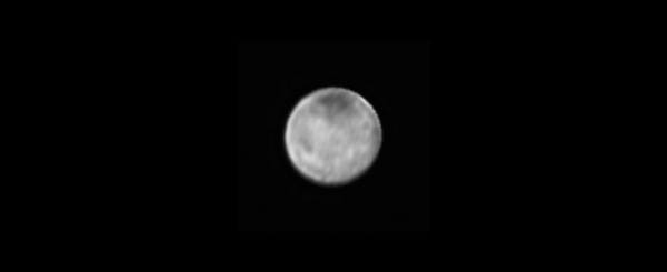 The newest image of Pluto's largest moon Charon, taken on July 8, 2015 by New Horizons. The darker polar area can be better seen now. Image Credit: NASA-JHUAPL-SWRI
