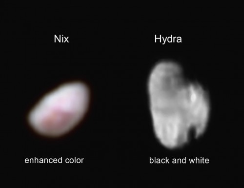 Pluto's potato-shaped, tiny moons Nix and Hydra, as seen from New Horizons, Image Credit: NASA/Johns Hopkins University Applied Physics Laboratory/Southwest Research Institute