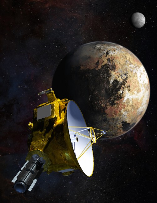 Artist's conception of New Horizons during closest approach of Pluto on July 14, 2015.