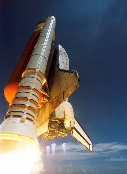 STS-121, the first and so far only U.S. piloted space mission ever to launch on Independence Day, roars aloft on 4 July 2006. Photo Credit: NASA