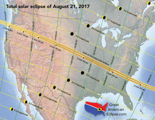 Path of the 2017 total solar eclipse. Credit: Michael Zeiler / www.eclipse-maps.com