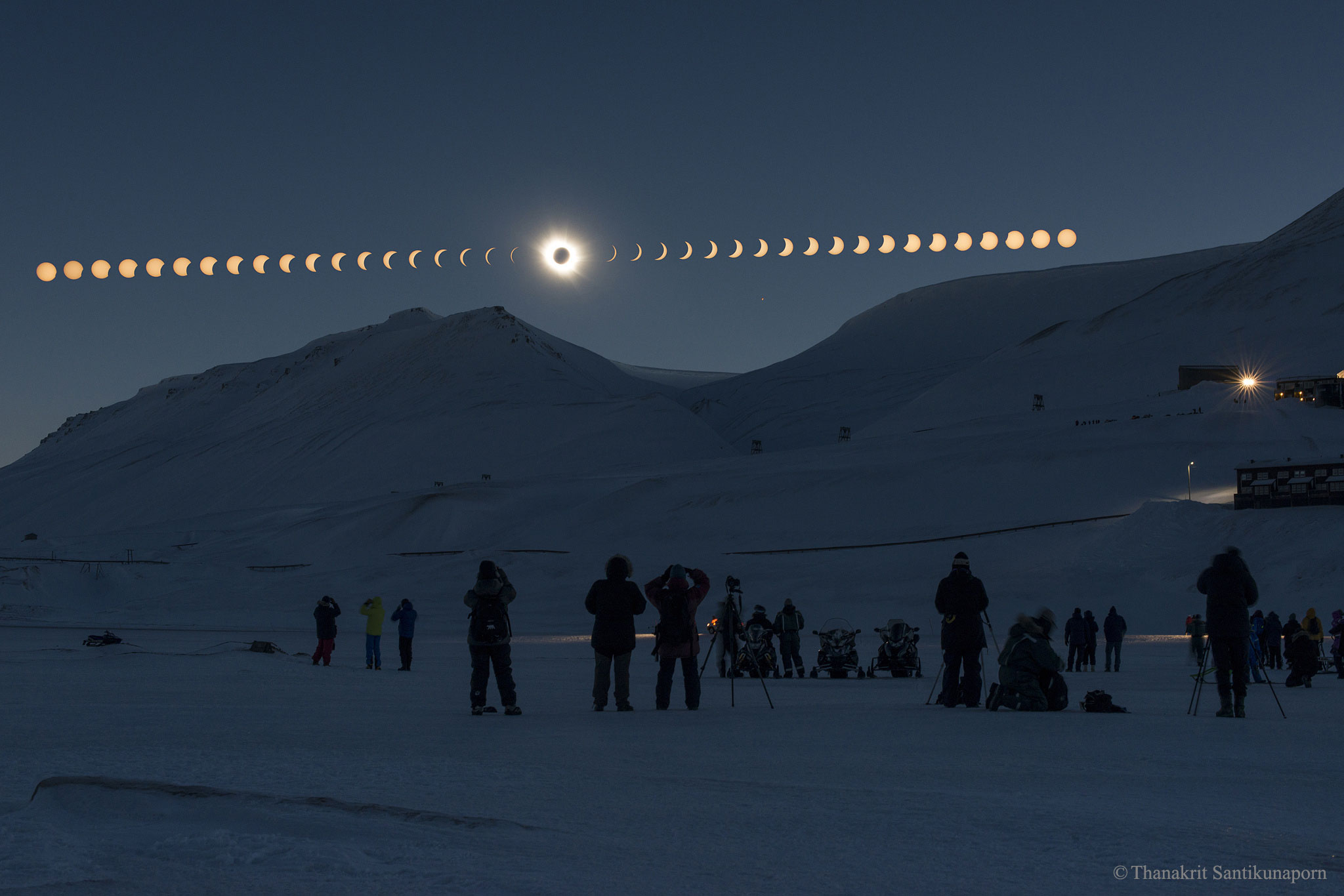 A total solar eclipse over Svalbard, Norway. Photo Credit: Thanakrit Santikunaporn
