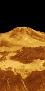 The volcano Maat Mons, as viewed by Magellan. Image Credit: NASA
