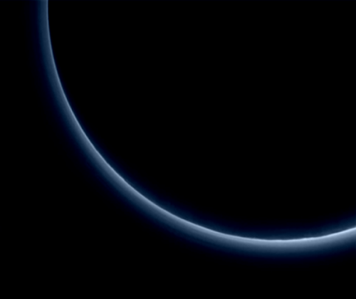 Stunning photo of Pluto taken by New Horizons just after the flyby, showing the dwarf planet's thin atmosphere as Pluto itself is backlit by the Sun. Image Credit: NASA/JHUAPL/SwRI