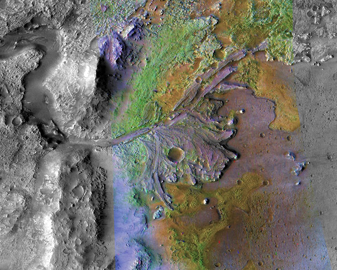 Jezero crater, the leading candidate site for the Mars 2020 Rover. Image Credit: NASA/JPL/JHUAPL/MSSS/Brown University