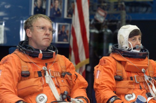 Mission Specialists Andy Thomas and Wendy Lawrence were assigned, along with Charlie Camarda, in November 2003 to support STS-114's enhanced raft of flight requirements. Photo Credit: NASA