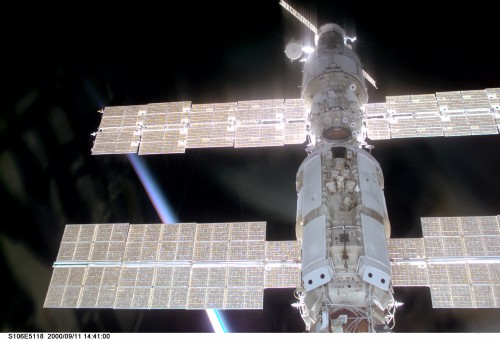 The Zvezda (upper) and Zarya (lower) modules provided the critical cornerstone for early International Space Station (ISS) operations. Photo Credit: NASA