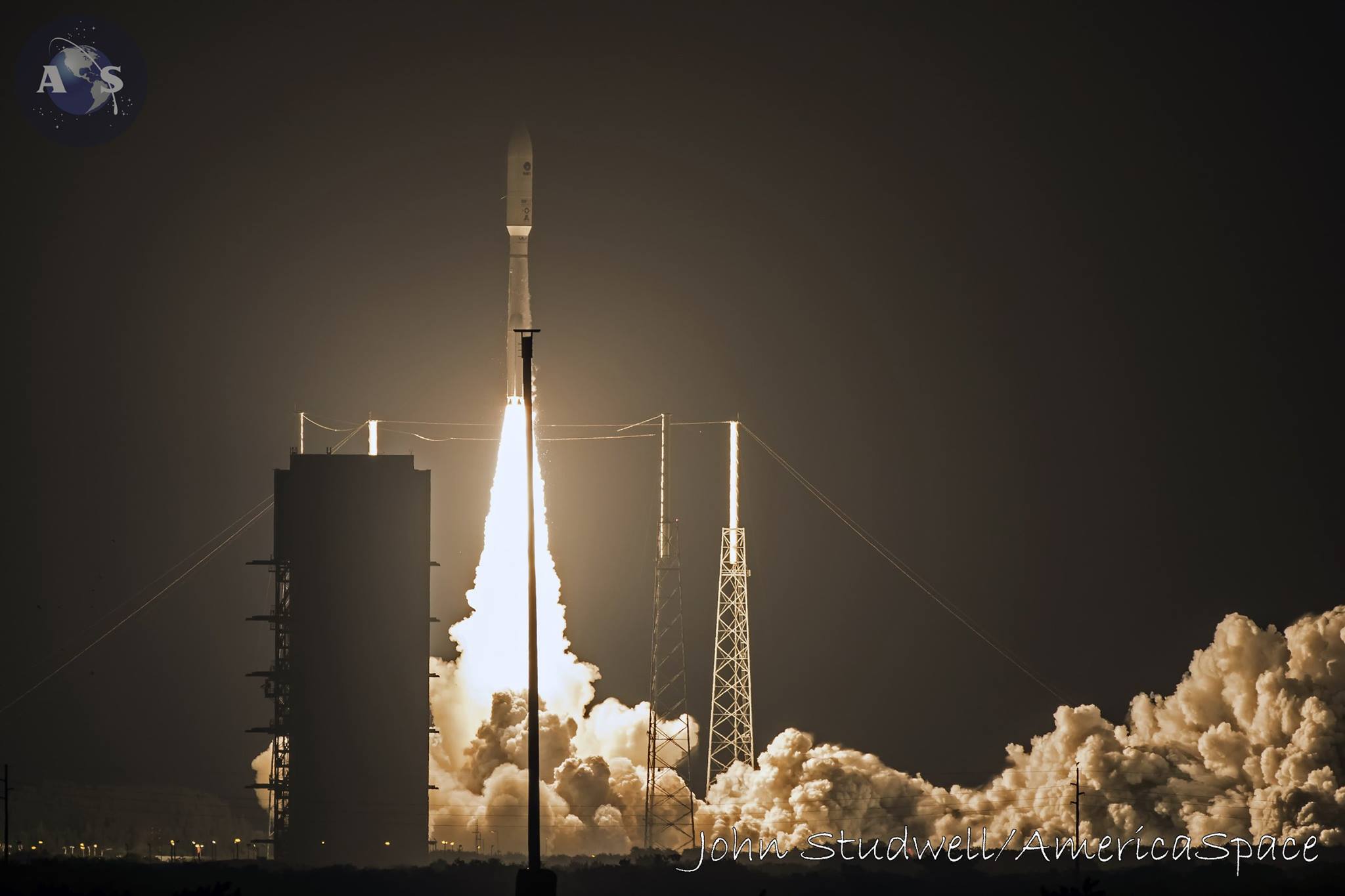 A ULA Atlas-V 551 rocket launches the Navy's MUOS-4 satellite to orbit from Cape Canaveral, Fla. Sep. 2, 2015. Photo Credit: John Studwell / AmericaSpace