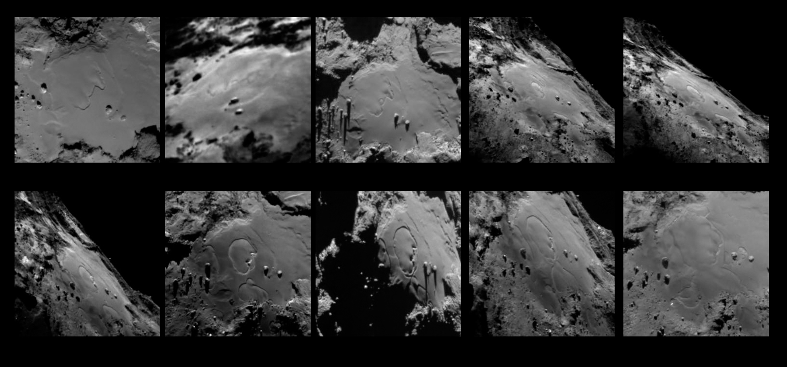 Sequence of images showing the surface changes in the region. Image Credit: ESA/Rosetta/MPS for OSIRIS Team MPS/UPD/LAM/IAA/SSO/INTA/UPM/DASP/IDA
