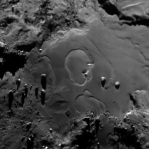 Circular features seen in in the Imhotep region on June 27, 2015. Image Credit: ESA/Rosetta/MPS for OSIRIS Team MPS/UPD/LAM/IAA/SSO/INTA/UPM/DASP/IDA
