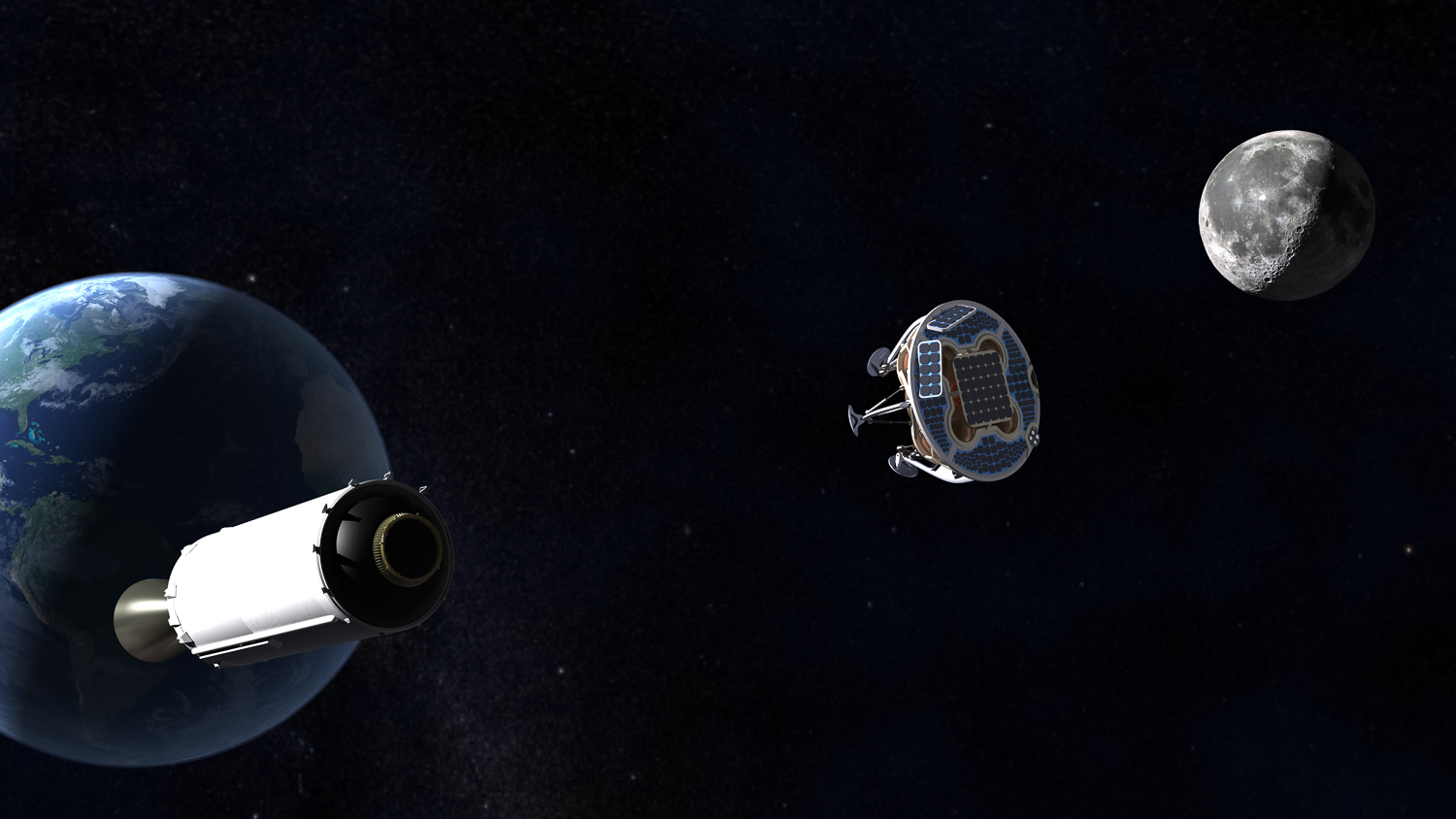 Artist's concept of the SpaceIL spacecraft on its way to the moon. Image Credit: SpaceIL