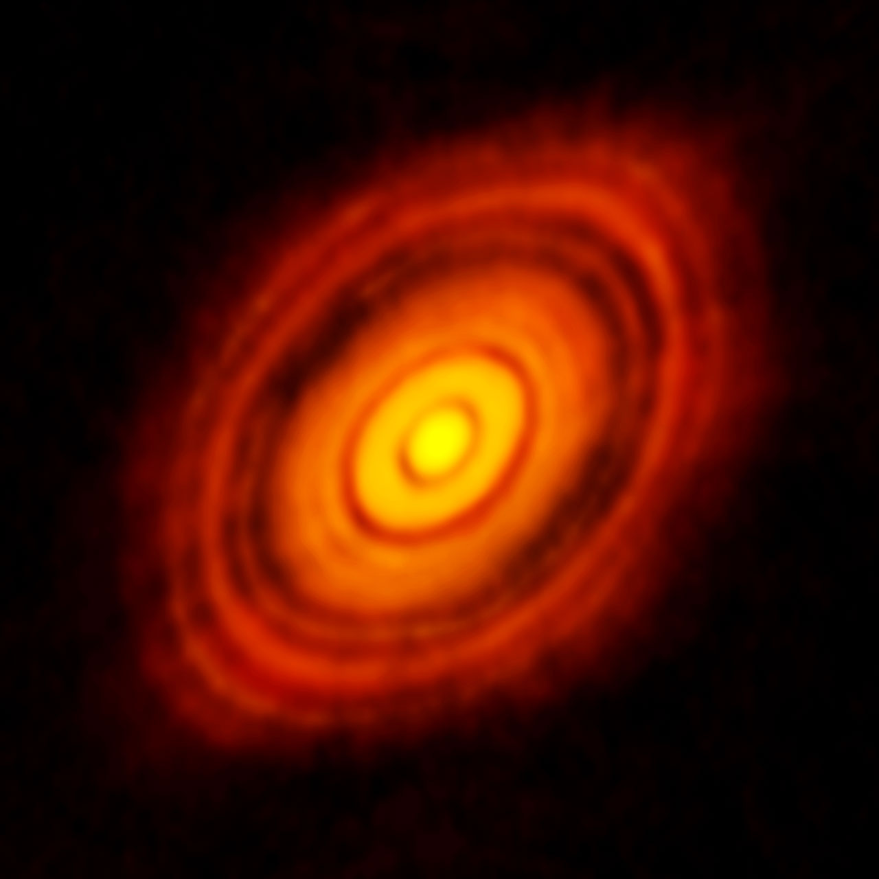 Image of debris disk surrounding the star HL Tauri, taken by the Atacama Large Millimeter/submillimeter Array (ALMA) in 2014. It is similar to the debris disk around the star AU Microscopii. Image Credit: ALMA/ESO/NAOJ/NRAO