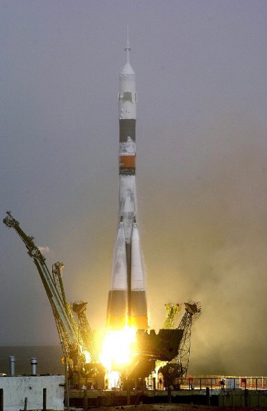 The Expedition 1 crew launches aboard Soyuz TM-31 from Gagarin's Start at the Baikonur Cosmodrome in Kazakhstan. Their flight commenced exactly 15 years ago, today. Photo Credit: NASA, via Joachim Becker/SpaceFacts.de