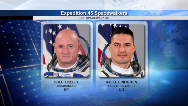 Today's spacewalkers were Expedition 45 Commander Scott Kelly (left) and Flight Engineer Kjell Lindgren. Image Credit: NASA