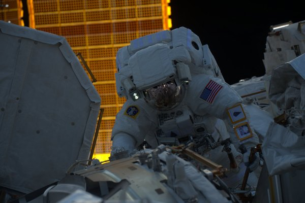 Both Kjell Lindgren and Scott Kelly were embarking on their first career spacewalks with U.S. EVA-32. Photo Credit: NASA/Twitter/Kimiya Yui