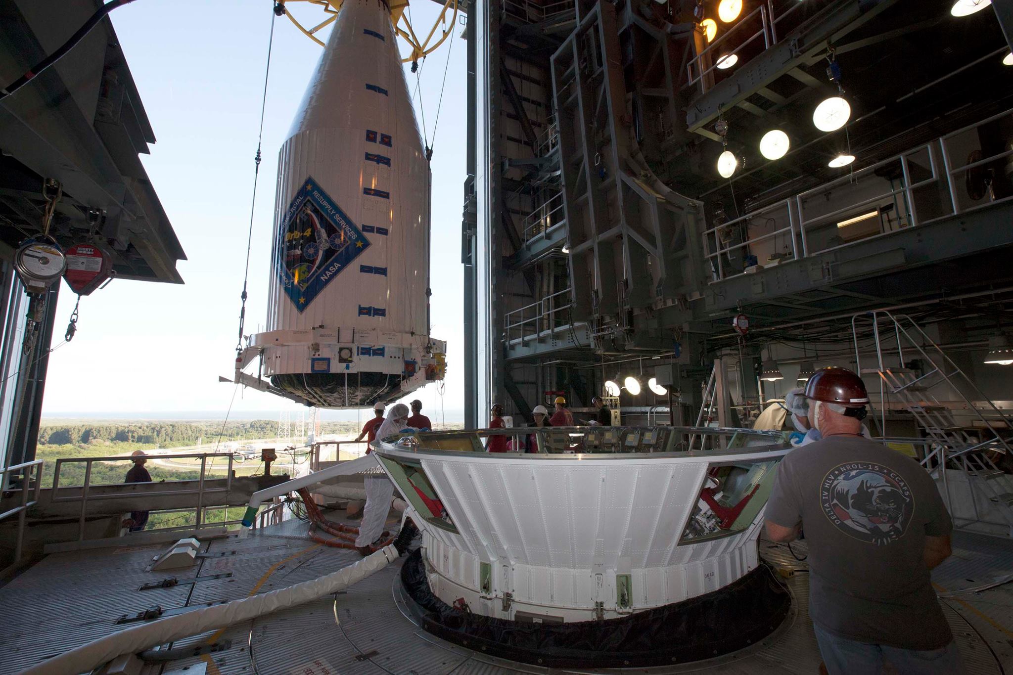 On Friday, November 20, the Orbital ATK's Cygnus "Deke Slayton II" spacecraft for the OA-4 International Space Station cargo resupply mission was mated to its Atlas V rocket. Launch of the OA-4 mission is scheduled for December 3, 2015 from Cape Canaveral Air Force Station Space Launch Complex-41. Photo Credit: NASA / Dmitri Gerondidakis