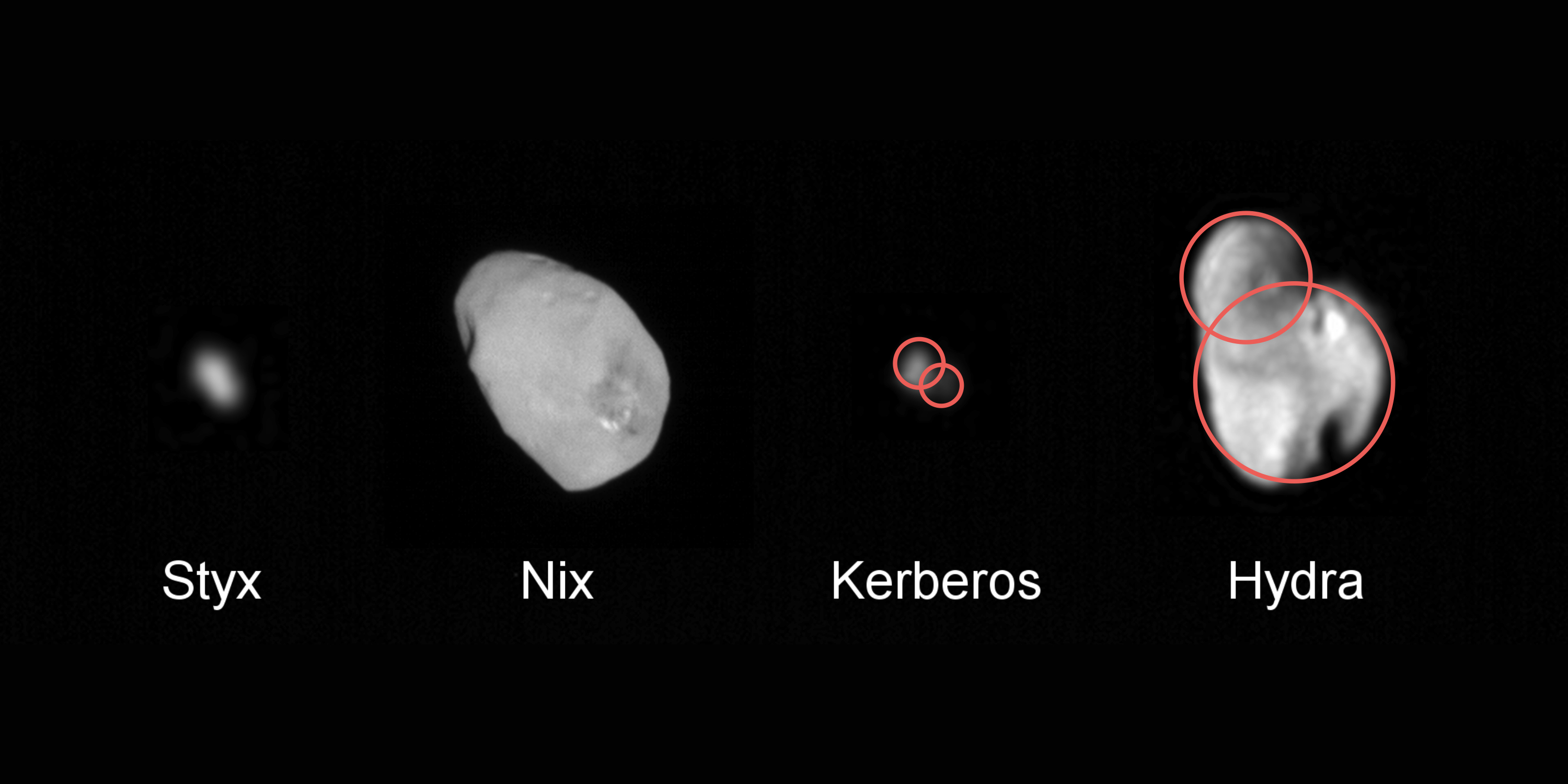 Some of Pluto's smaller moons, such as Kerberos and Hydra, may have formed from the merger of pervious even smaller moons. Image Credit: NASA/JHUAPL/SwRI