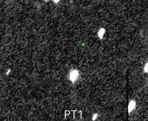 Five Hubble Wide Field Camera 3 images showing 2014 MU69 (circled). Image Credit: NASA/ESA/SwRI/JHU/APL/The New Horizons KBO Search Team