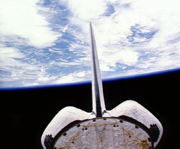 This partial image of Atlantis' payload bay, acquired during the STS-38 mission, reveals the conspicuous absence of the donut-shaped Airborne Support Equipment (ASE) "tilt-table". This removed the possibility that the STS-38 crew deployed a Magnum Electronic Intelligence (ELINT) satellite. Photo Credit: NASA, via Joachim Becker/SpaceFacts.de