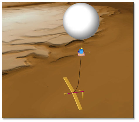 Another way to explore Mars by air would be with balloons. This concept balloon is from Global Aerospace Corporation in 2004, from a presentation entitled Mars Exploration with Directed Aerial Robot Explorers. Image Credit: Global Aerospace Corporation